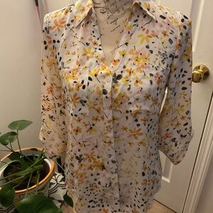 Iz Byer Women's Floral Blouse - Yellow and Black